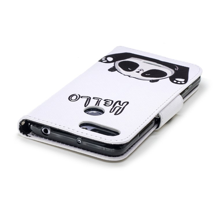 Pattern Printing Leather Protection Stand Shell with Card Slots for Xiaomi Redmi 6 (Dual Camera: 12MP+5MP) - Adorable Panda-7