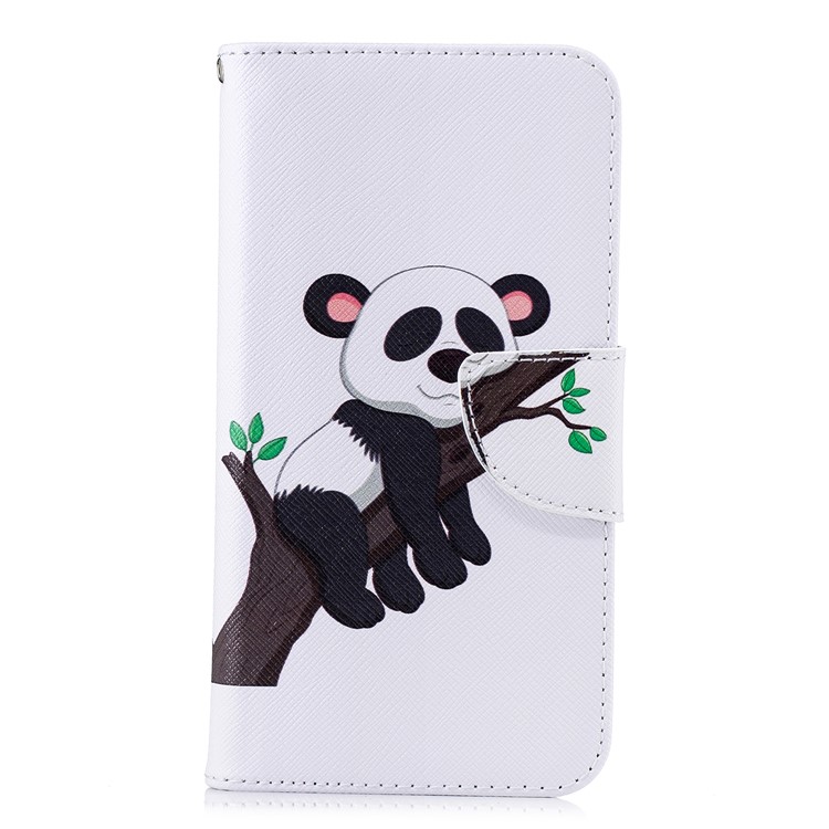 Pattern Printing Leather Wallet Stand Phone Cover with Card Slots for Xiaomi Redmi 6 (Dual Camera: 12MP+5MP) - Panda Climbing Tree-2