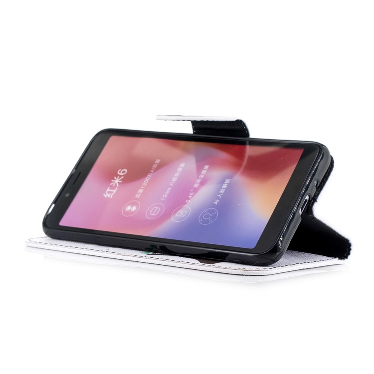 Pattern Printing Leather Wallet Stand Phone Cover with Card Slots for Xiaomi Redmi 6 (Dual Camera: 12MP+5MP) - Panda Climbing Tree-5