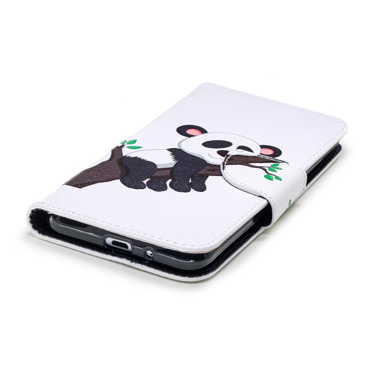 Pattern Printing Leather Wallet Stand Phone Cover with Card Slots for Xiaomi Redmi 6 (Dual Camera: 12MP+5MP) - Panda Climbing Tree-6