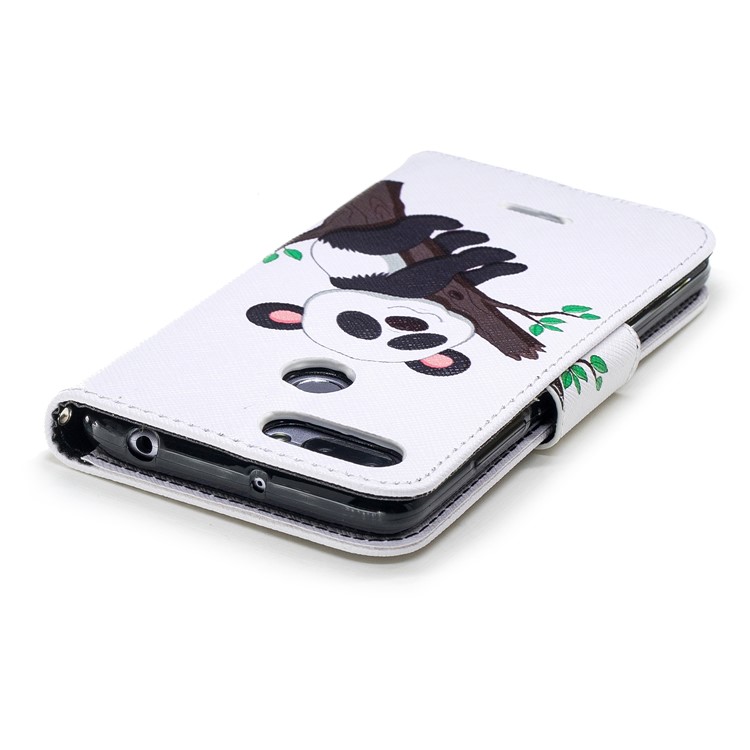 Pattern Printing Leather Wallet Stand Phone Cover with Card Slots for Xiaomi Redmi 6 (Dual Camera: 12MP+5MP) - Panda Climbing Tree-7