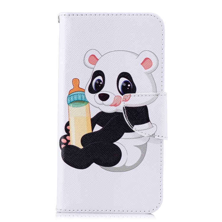 Pattern Printing Leather Protection Cover with Card Slots for Xiaomi Redmi 6 (Dual Camera: 12MP+5MP) - Panda Holding a Bottle-2