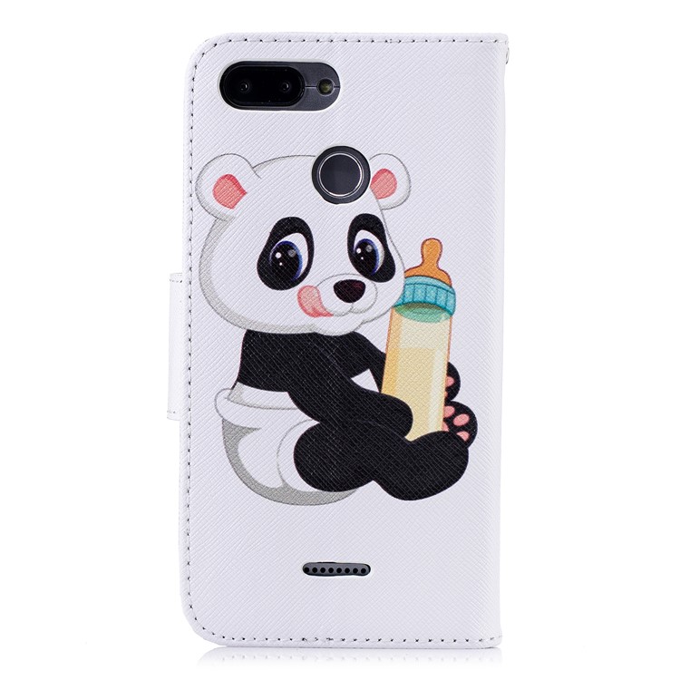 Pattern Printing Leather Protection Cover with Card Slots for Xiaomi Redmi 6 (Dual Camera: 12MP+5MP) - Panda Holding a Bottle-3