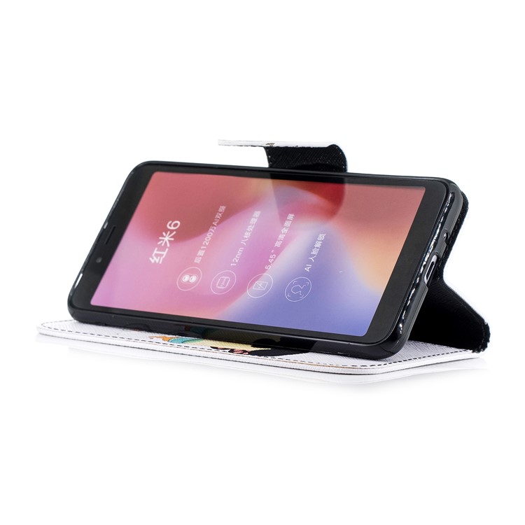 Pattern Printing Leather Protection Cover with Card Slots for Xiaomi Redmi 6 (Dual Camera: 12MP+5MP) - Panda Holding a Bottle-5