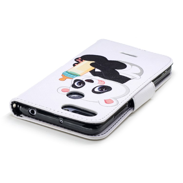Pattern Printing Leather Protection Cover with Card Slots for Xiaomi Redmi 6 (Dual Camera: 12MP+5MP) - Panda Holding a Bottle-7