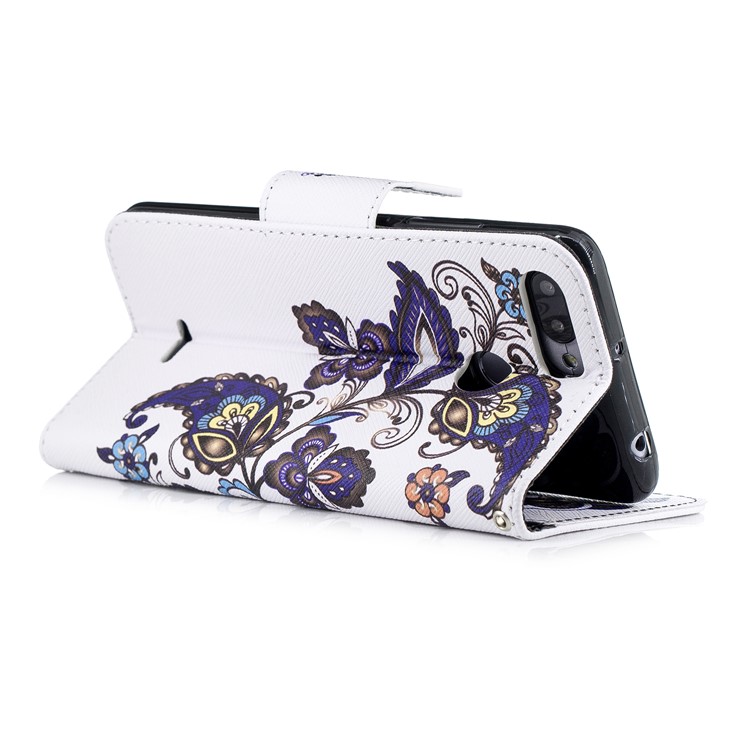 Pattern Printing Leather Protection Stand Shell with Card Slots for Xiaomi Redmi 6 (Dual Camera: 12MP+5MP) - Butterfly and Flower-4
