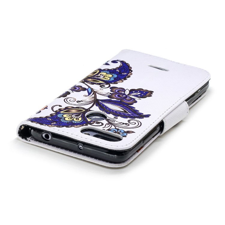 Pattern Printing Leather Protection Stand Shell with Card Slots for Xiaomi Redmi 6 (Dual Camera: 12MP+5MP) - Butterfly and Flower-7