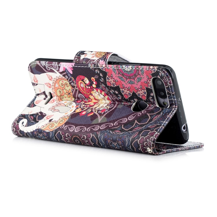 Pattern Printing Leather Cellphone Shell with Card Slots for Xiaomi Redmi 6 (Dual Camera: 12MP+5MP) - Elephant and Peacock-4