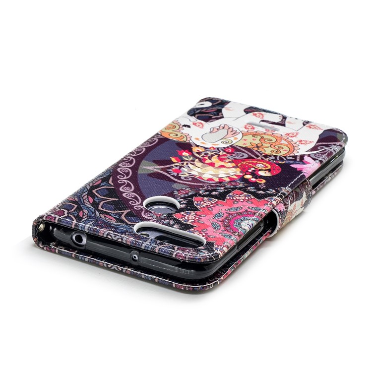 Pattern Printing Leather Cellphone Shell with Card Slots for Xiaomi Redmi 6 (Dual Camera: 12MP+5MP) - Elephant and Peacock-7