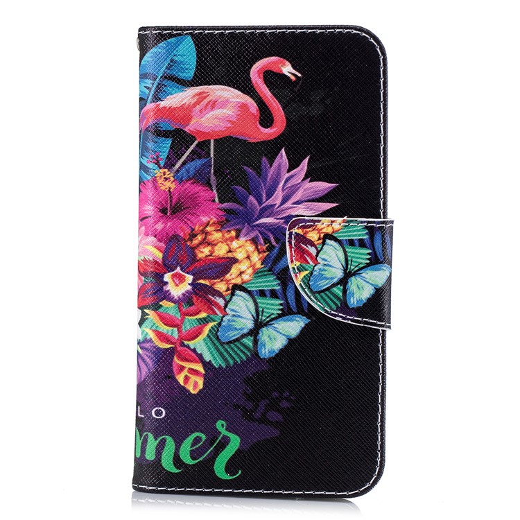 Pattern Printing Leather Folio Protection Stand Shell with Card Slots for Xiaomi Redmi 6 (Dual Camera: 12MP+5MP) - Flamingo and Pineapple-2