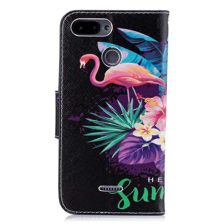 Pattern Printing Leather Folio Protection Stand Shell with Card Slots for Xiaomi Redmi 6 (Dual Camera: 12MP+5MP) - Flamingo and Pineapple-3
