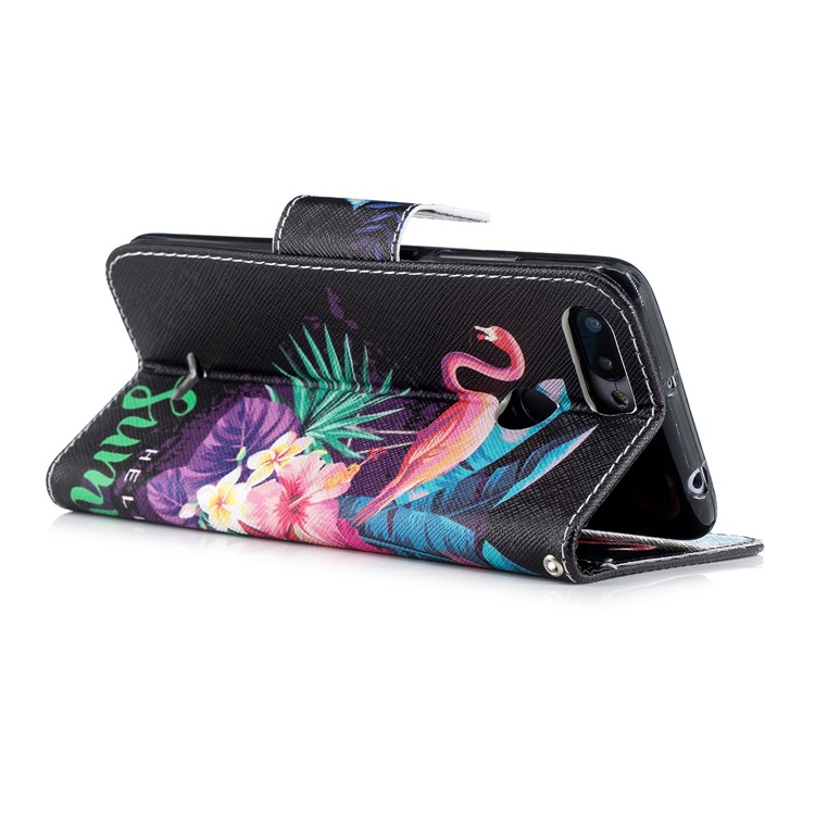 Pattern Printing Leather Folio Protection Stand Shell with Card Slots for Xiaomi Redmi 6 (Dual Camera: 12MP+5MP) - Flamingo and Pineapple-4