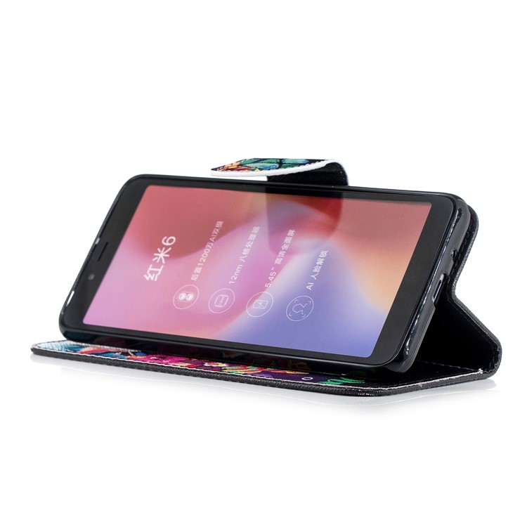 Pattern Printing Leather Folio Protection Stand Shell with Card Slots for Xiaomi Redmi 6 (Dual Camera: 12MP+5MP) - Flamingo and Pineapple-5