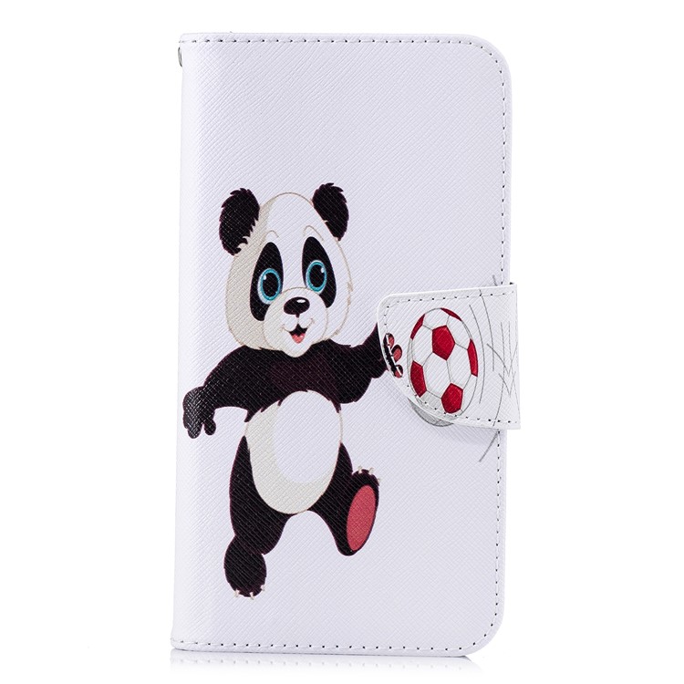 Pattern Printing Leather Case Accessory with Card Slots for Xiaomi Redmi 6 (Dual Camera: 12MP+5MP) - Panda Playing Football-2
