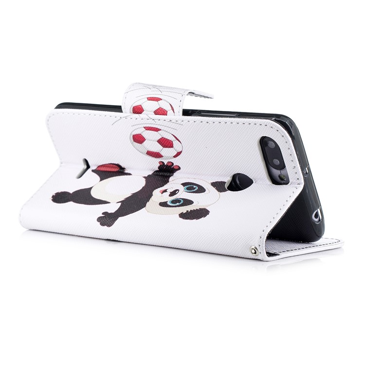 Pattern Printing Leather Case Accessory with Card Slots for Xiaomi Redmi 6 (Dual Camera: 12MP+5MP) - Panda Playing Football-4