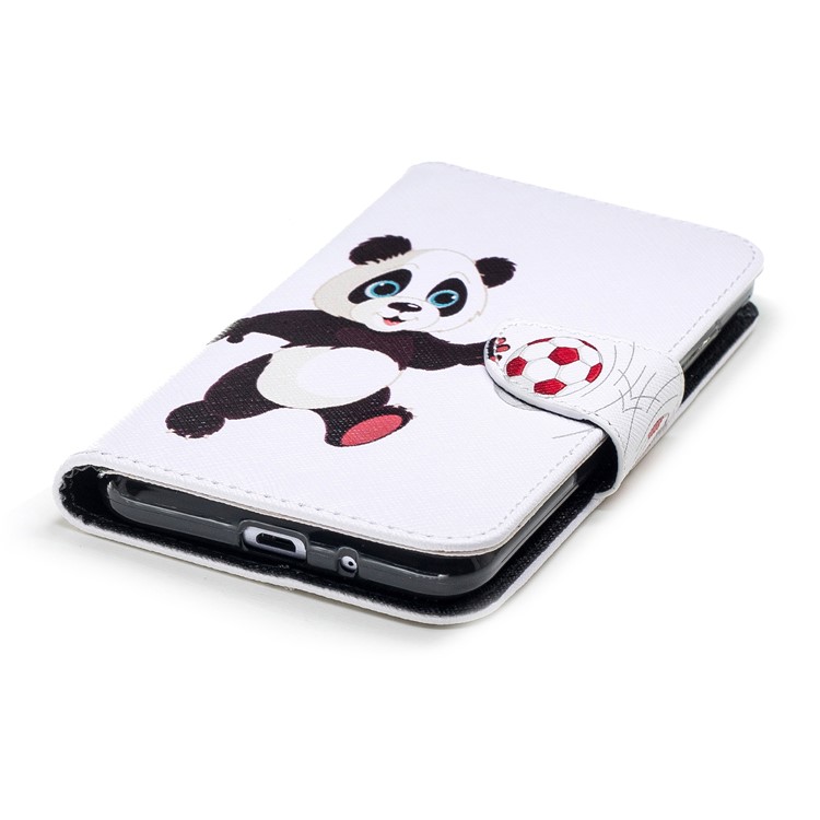 Pattern Printing Leather Case Accessory with Card Slots for Xiaomi Redmi 6 (Dual Camera: 12MP+5MP) - Panda Playing Football-6