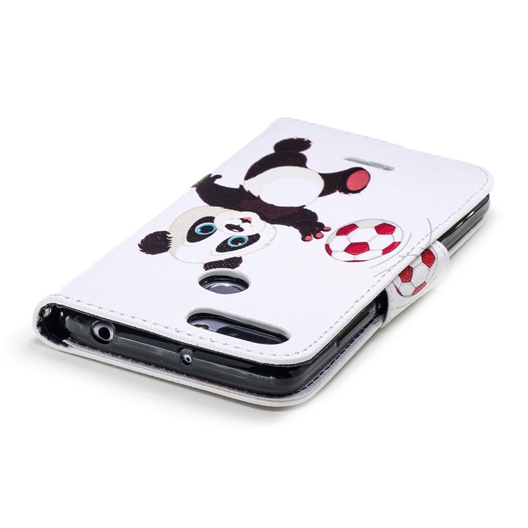 Pattern Printing Leather Case Accessory with Card Slots for Xiaomi Redmi 6 (Dual Camera: 12MP+5MP) - Panda Playing Football-7