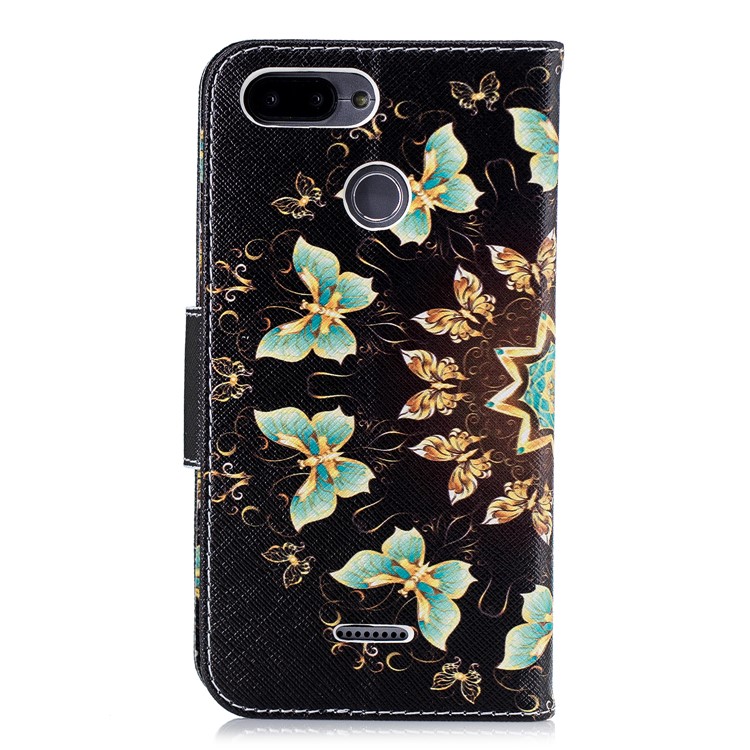 Pattern Printing Leather Phone Magnetic Case with Card Slots for Xiaomi Redmi 6 (Dual Camera: 12MP+5MP) - Colorized Butterflies-3