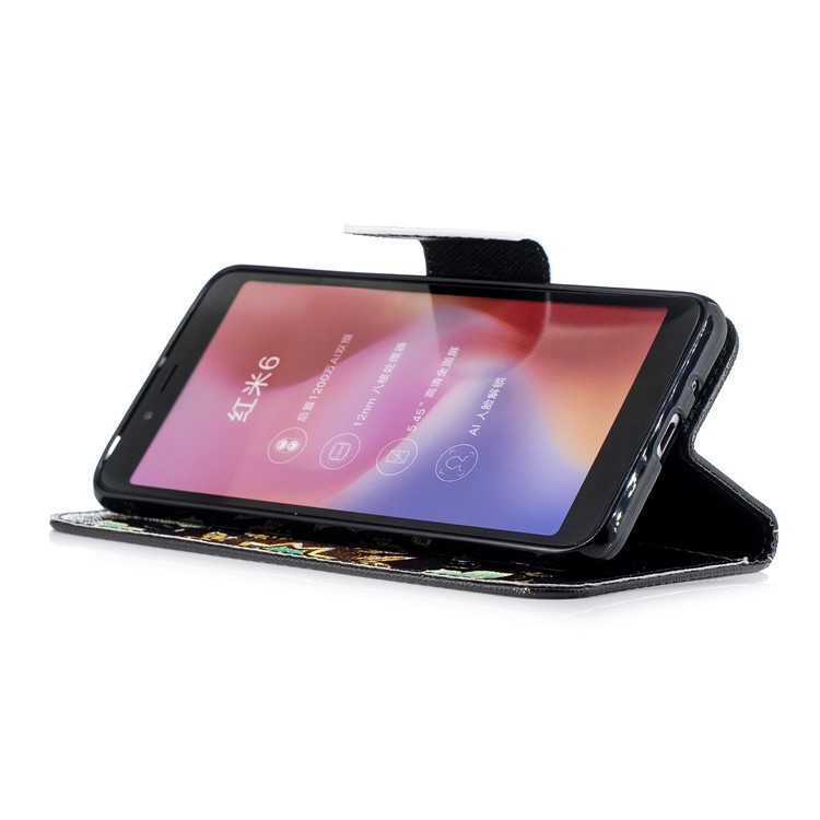 Pattern Printing Leather Phone Magnetic Case with Card Slots for Xiaomi Redmi 6 (Dual Camera: 12MP+5MP) - Colorized Butterflies-5