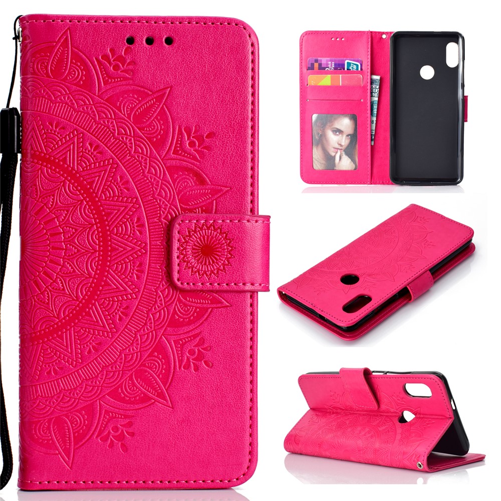 Imprinted Mandala Pattern PU Leather Case for Xiaomi Redmi Note 5 Pro (Dual Camera) / Redmi Note 5 (China) - Rose-1