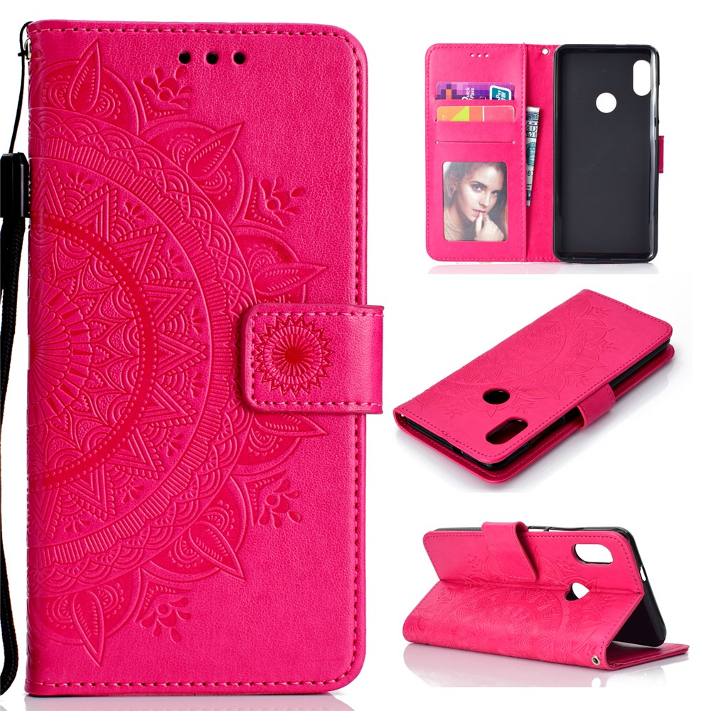 Estuche de Cuero PU de Patrón de Mandala Impreso Para Xiaomi Redmi Note 5 Pro (cámara Dual) / Redmi Note 5 (China) - Rosa