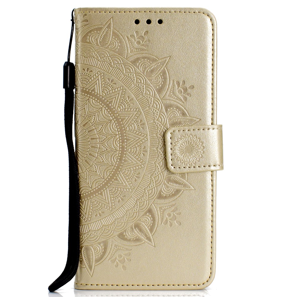 Imprinted Mandala Pattern PU Leather Protection Flip Cover Case for Xiaomi Redmi Note 5 Pro (Dual Camera) / Redmi Note 5 (China) - Gold-2