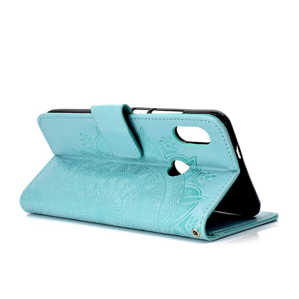 Imprinted Mandala Pattern PU Leather Protection Accessory Case for Xiaomi Redmi Note 5 Pro (Dual Camera) / Redmi Note 5 (China) - Cyan-5