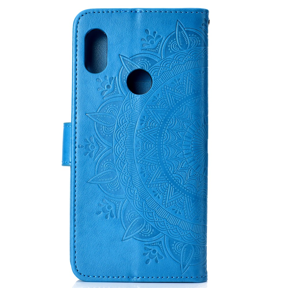 Imprinted Mandala Pattern PU Leather Folio Mobile Case for Xiaomi Redmi Note 5 Pro (Dual Camera) / Redmi Note 5 (China) - Blue-3