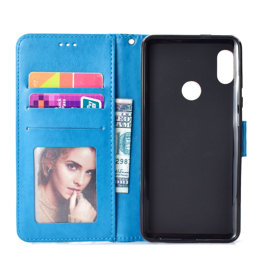 Imprinted Mandala Pattern PU Leather Folio Mobile Case for Xiaomi Redmi Note 5 Pro (Dual Camera) / Redmi Note 5 (China) - Blue-4