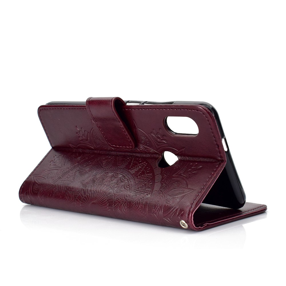 Imprinted Mandala Pattern PU Leather Wallet Stand Cover Case for Xiaomi Redmi Note 5 Pro (Dual Camera) / Redmi Note 5 (China) - Brown-5