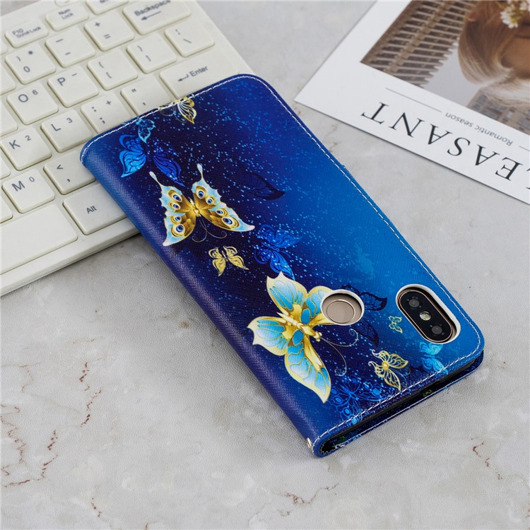 Pattern Printing Leather Wallet Case for Xiaomi Redmi Note 5 Pro (Dual Camera) / Redmi Note 5 (China) - Butterfly Pattern-11