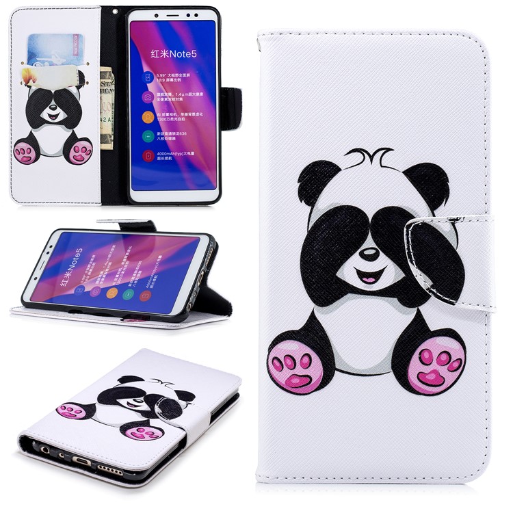 Pattern Printing Leather Wallet Cover for Xiaomi Redmi Note 5 Pro (Dual Camera) / Redmi Note 5 (China) - Cute Panda-1
