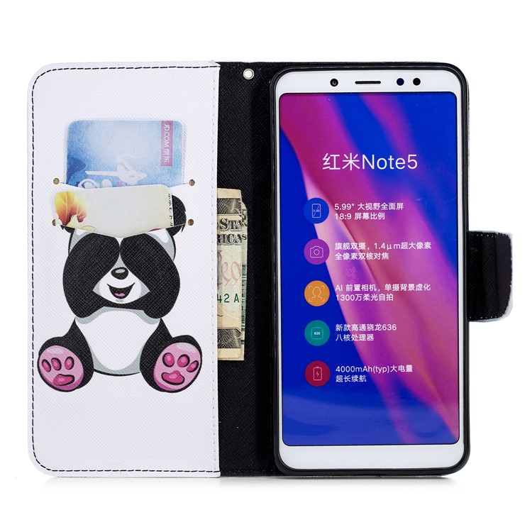Pattern Printing Leather Wallet Cover for Xiaomi Redmi Note 5 Pro (Dual Camera) / Redmi Note 5 (China) - Cute Panda-8
