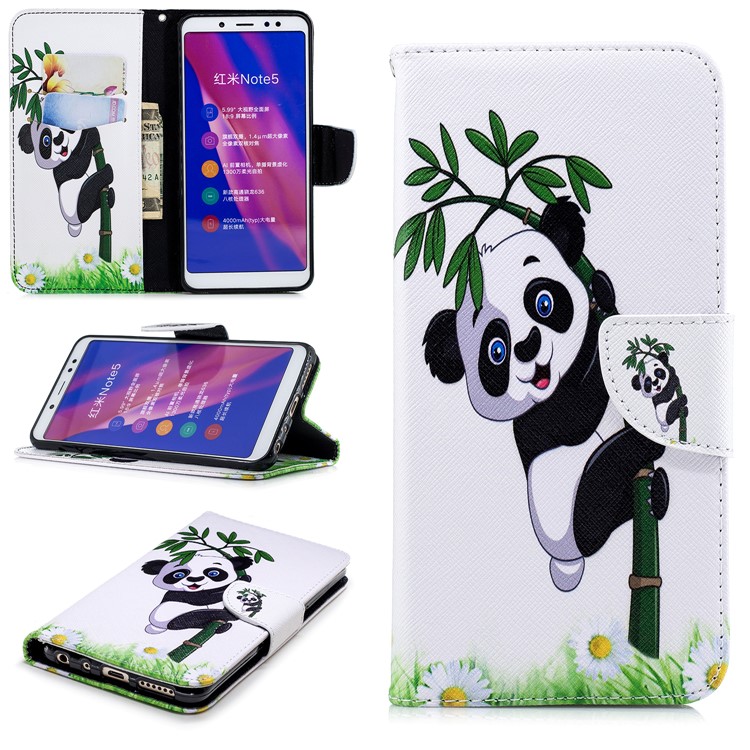 Pattern Printing Leather Wallet Shell Case for Xiaomi Redmi Note 5 Pro (Dual Camera) / Redmi Note 5 (China) - Panda Pattern-1
