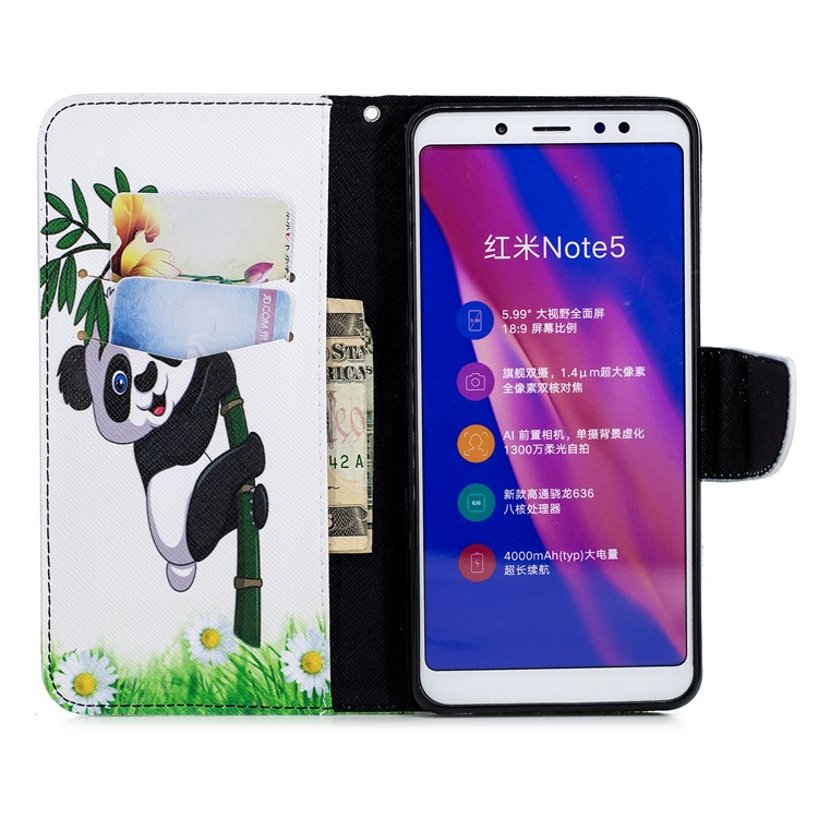 Pattern Printing Leather Wallet Shell Case for Xiaomi Redmi Note 5 Pro (Dual Camera) / Redmi Note 5 (China) - Panda Pattern-8