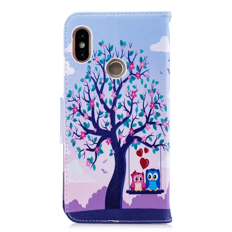 Pattern Printing Leather Wallet Phone Case for Xiaomi Redmi Note 5 Pro (Dual Camera) / Redmi Note 5 (China) - Tree and Owls-3