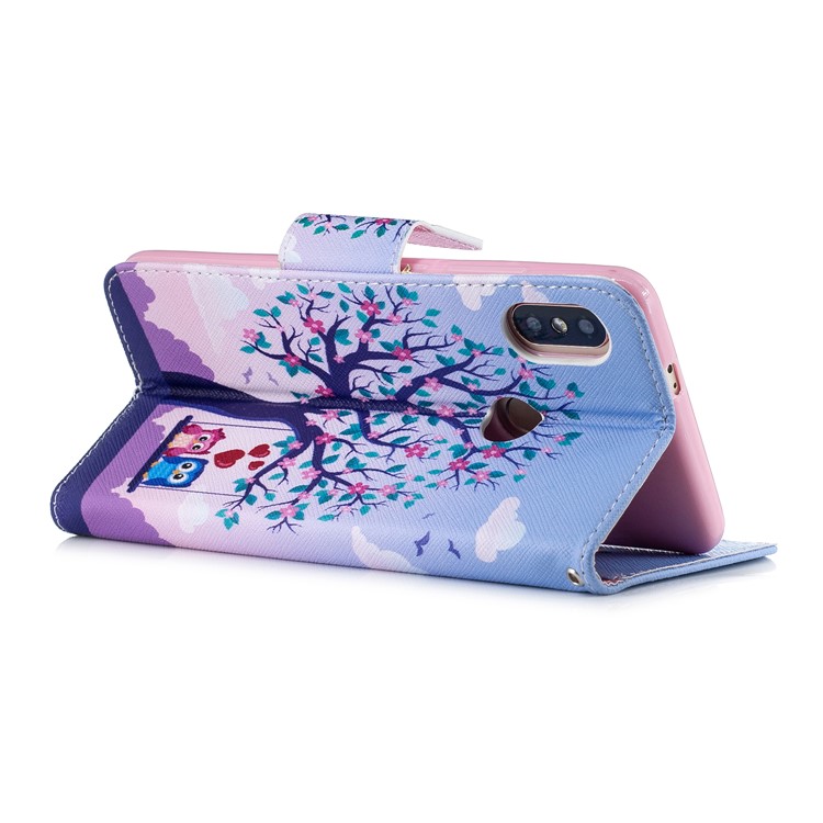 Pattern Printing Leather Wallet Phone Case for Xiaomi Redmi Note 5 Pro (Dual Camera) / Redmi Note 5 (China) - Tree and Owls-4