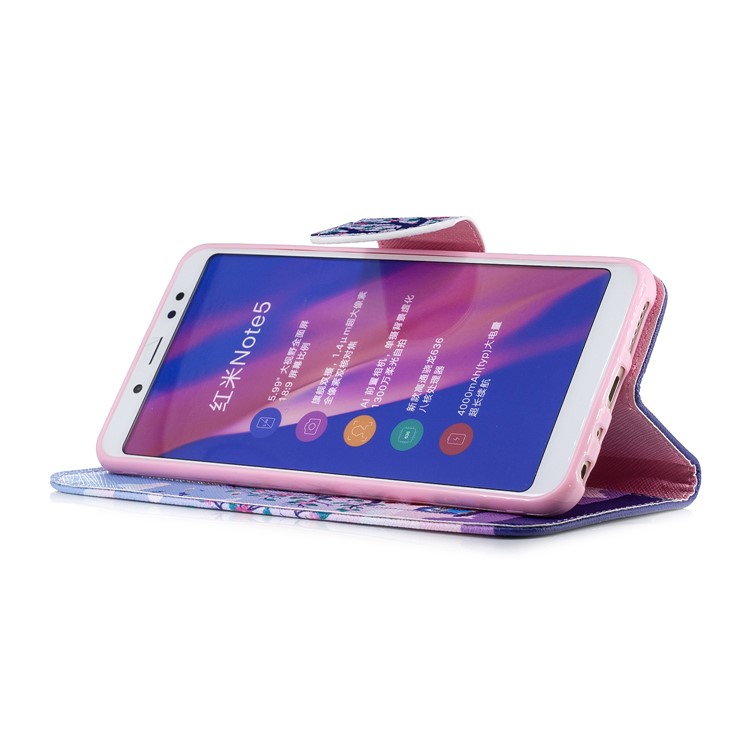 Pattern Printing Leather Wallet Phone Case for Xiaomi Redmi Note 5 Pro (Dual Camera) / Redmi Note 5 (China) - Tree and Owls-5