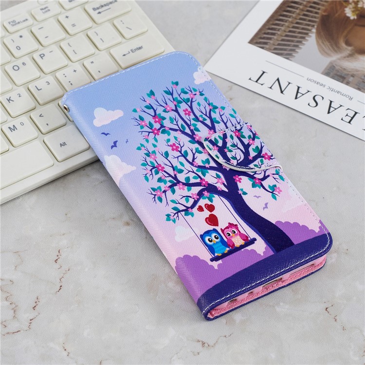 Pattern Printing Leather Wallet Phone Case for Xiaomi Redmi Note 5 Pro (Dual Camera) / Redmi Note 5 (China) - Tree and Owls-9