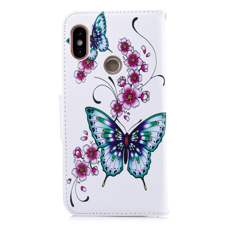 Pattern Printing PU Leather Wallet Case for Xiaomi Redmi Note 5 Pro (Dual Camera) / Redmi Note 5 (China) - Butterfly and Flower-3