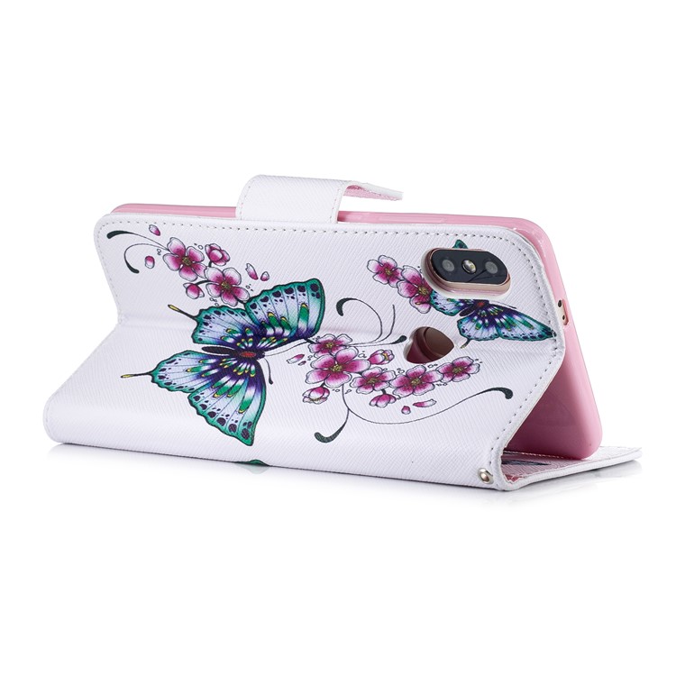 Pattern Printing PU Leather Wallet Case for Xiaomi Redmi Note 5 Pro (Dual Camera) / Redmi Note 5 (China) - Butterfly and Flower-4