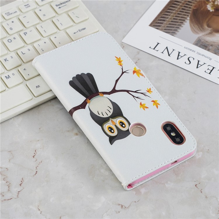 Pattern Printing Phone Leather Wallet Case for Xiaomi Redmi Note 5 Pro (Dual Camera) / Redmi Note 5 (China) - Owl on the Branch-10