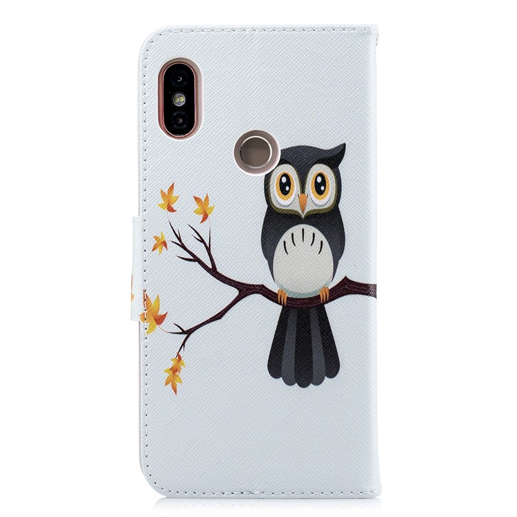 Pattern Printing Phone Leather Wallet Case for Xiaomi Redmi Note 5 Pro (Dual Camera) / Redmi Note 5 (China) - Owl on the Branch-3