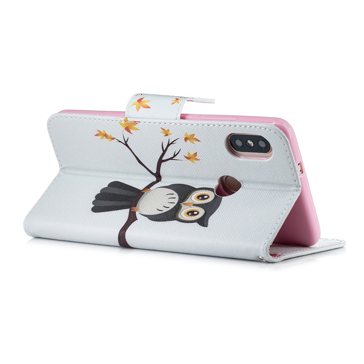 Pattern Printing Phone Leather Wallet Case for Xiaomi Redmi Note 5 Pro (Dual Camera) / Redmi Note 5 (China) - Owl on the Branch-4