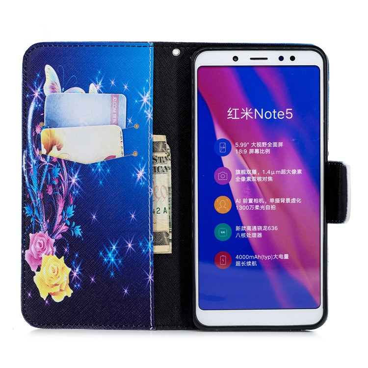 Pattern Printing Magnetic Leather Stand Case for Xiaomi Redmi Note 5 Pro (Dual Camera) / Redmi Note 5 (China) - Elegant Butterflies-8