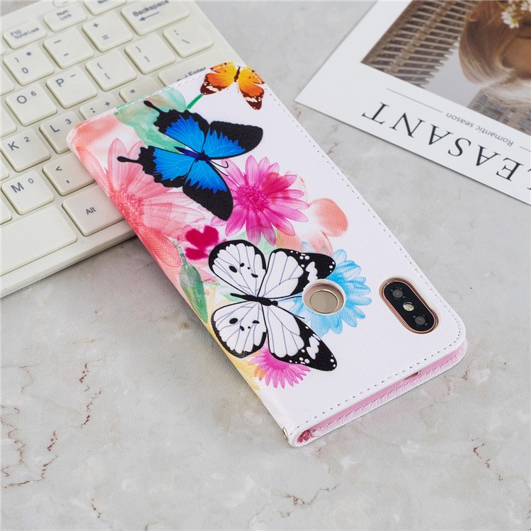 Pattern Printing Wallet Leather Stand Case for Xiaomi Redmi Note 5 Pro (Dual Camera) / Redmi Note 5 (China) - Vivid Butterflies-3