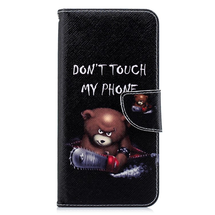 Pattern Printing Wallet Leather Stand Cover for Xiaomi Redmi Note 5 Pro (Dual Camera) / Redmi Note 5 (China) - Brown Bear and Warning Words-2