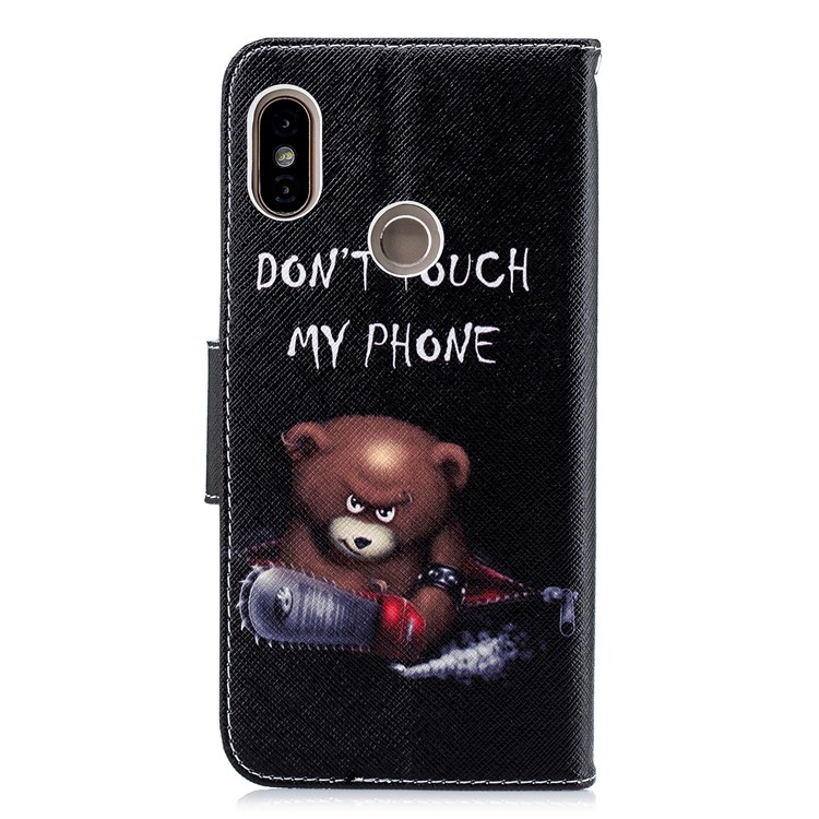 Pattern Printing Wallet Leather Stand Cover for Xiaomi Redmi Note 5 Pro (Dual Camera) / Redmi Note 5 (China) - Brown Bear and Warning Words-3