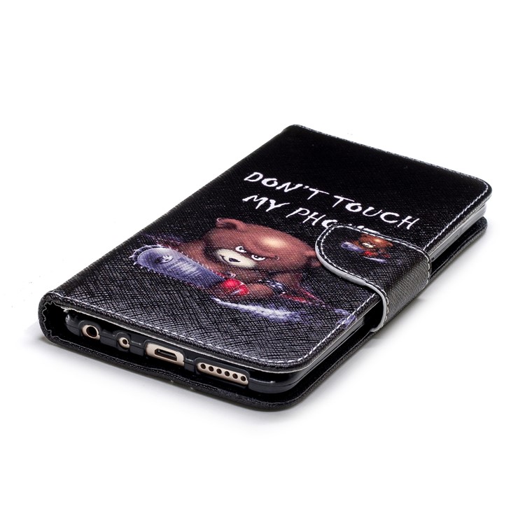 Pattern Printing Wallet Leather Stand Cover for Xiaomi Redmi Note 5 Pro (Dual Camera) / Redmi Note 5 (China) - Brown Bear and Warning Words-6
