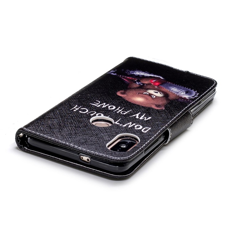 Pattern Printing Wallet Leather Stand Cover for Xiaomi Redmi Note 5 Pro (Dual Camera) / Redmi Note 5 (China) - Brown Bear and Warning Words-7